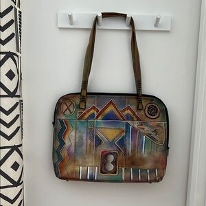 Anuschka Hand Painted Leather Laptop Tote